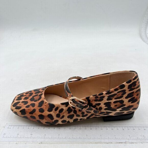 Milooey Leopard Closed Square Toe Mary Jane Chunky Low Heels Buckled Shoes - Picture 2 of 8